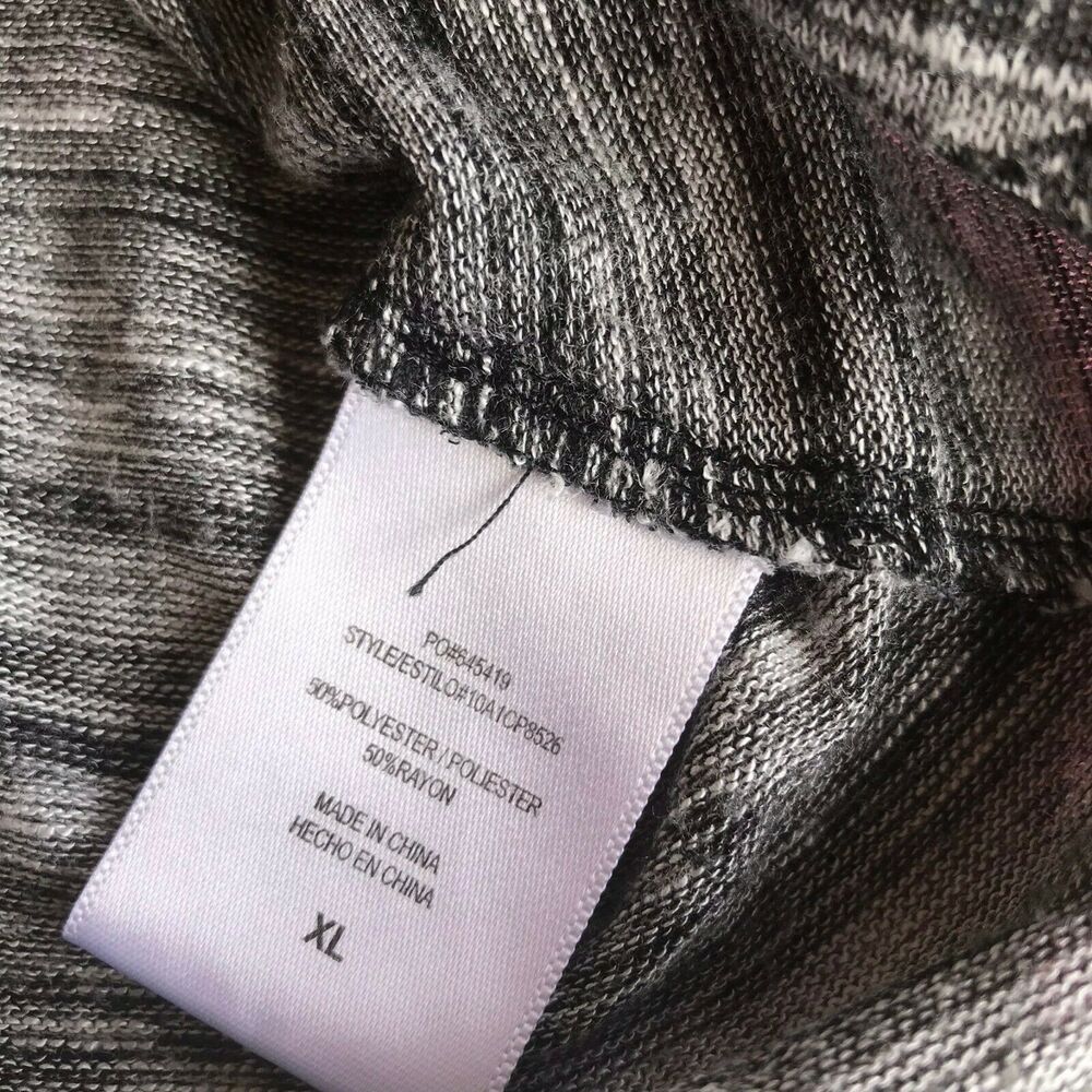 Soulmates Womens Blouse Size XL Black Gray Chevron Knit Top Shirt - Picture 9 of 9
